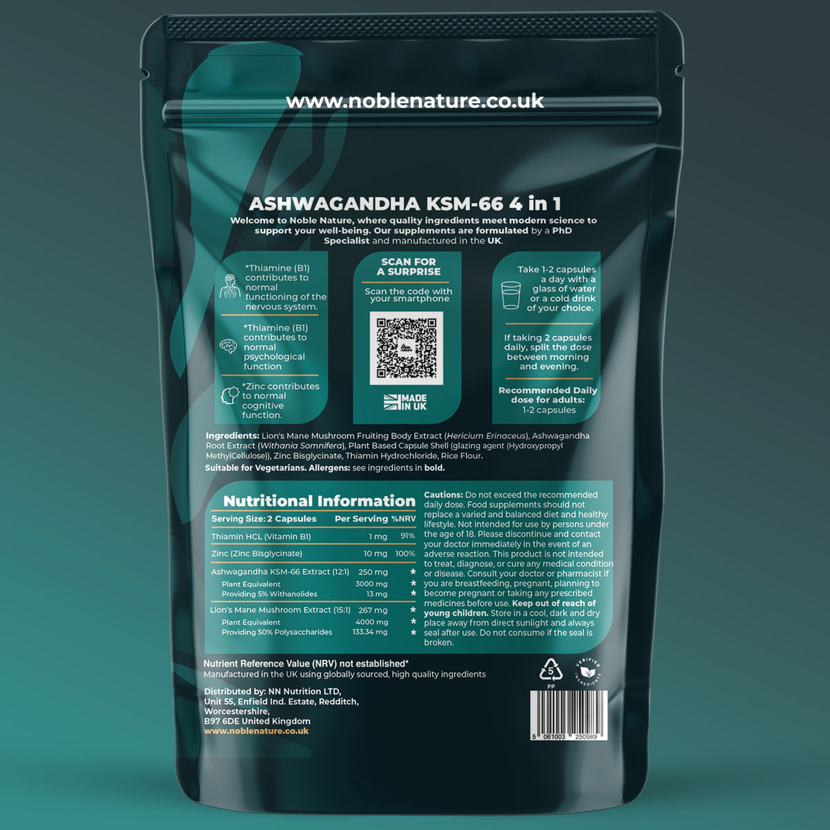 Lions Mane ashwagandha 4 in 1 with Zinc bisglycinate and Vitamin B1