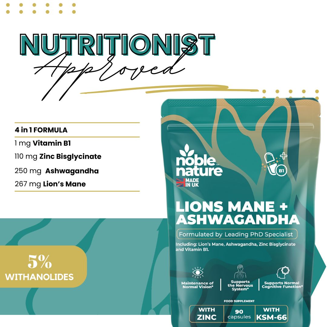 Lions Mane ashwagandha 4 in 1 with Zinc bisglycinate and Vitamin B1