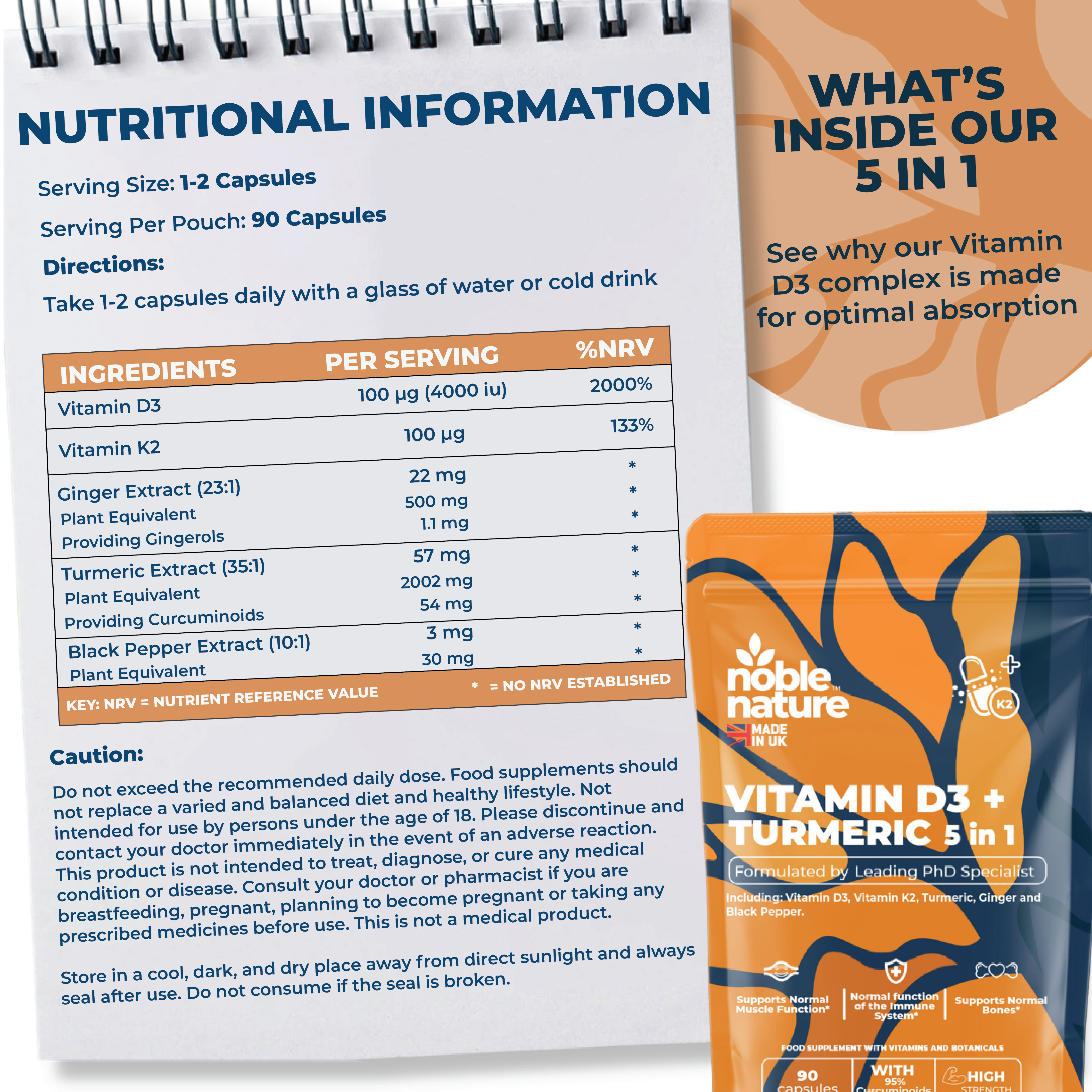 Vitamin D3 4000IU & Vitamin K2 100μg (MK7) | 90 capsules | High Strength
