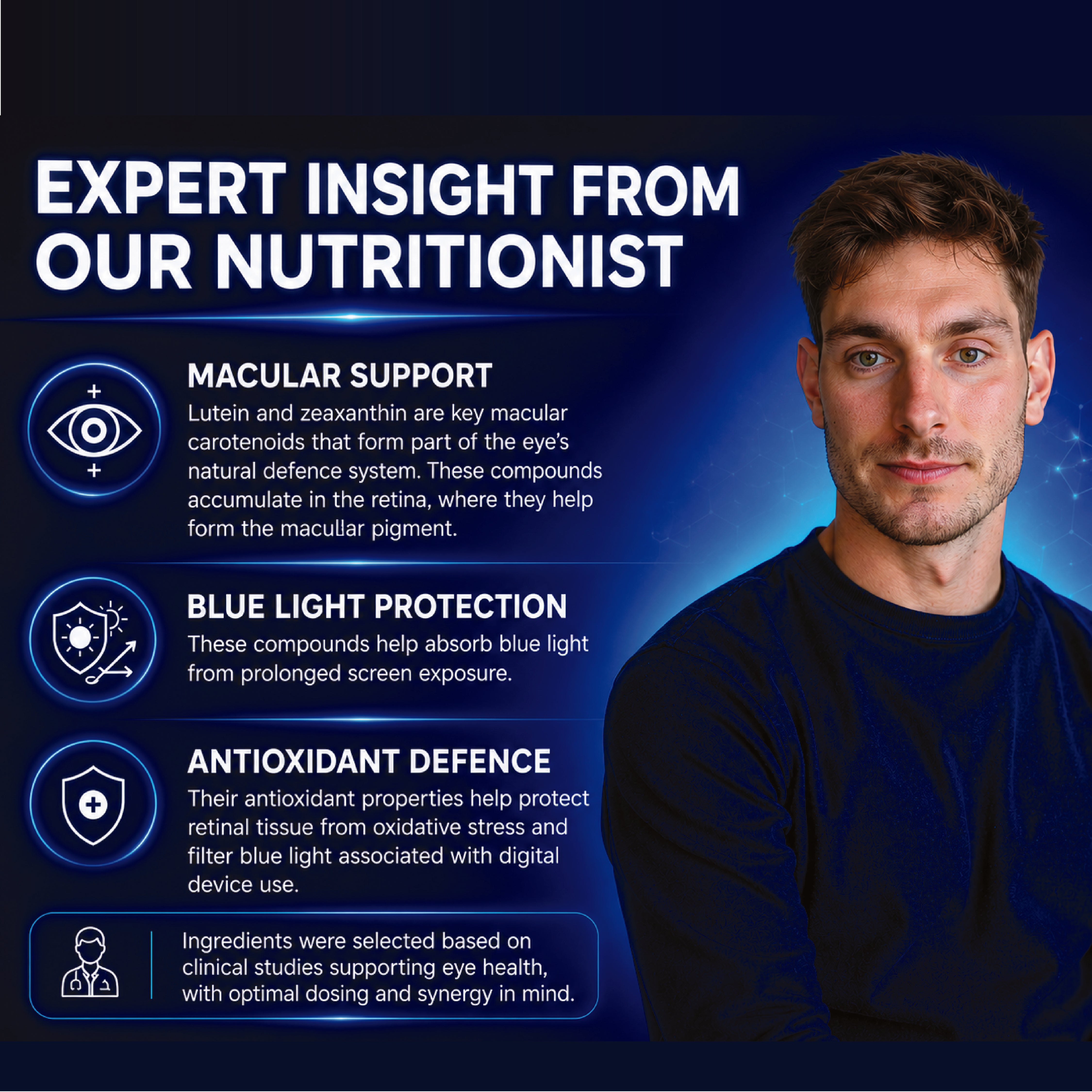 Eye Defence+ | Vitamin A, Zinc, Lutein & Zeaxanthin | Advanced Eye Health Formulated by PhD Expert