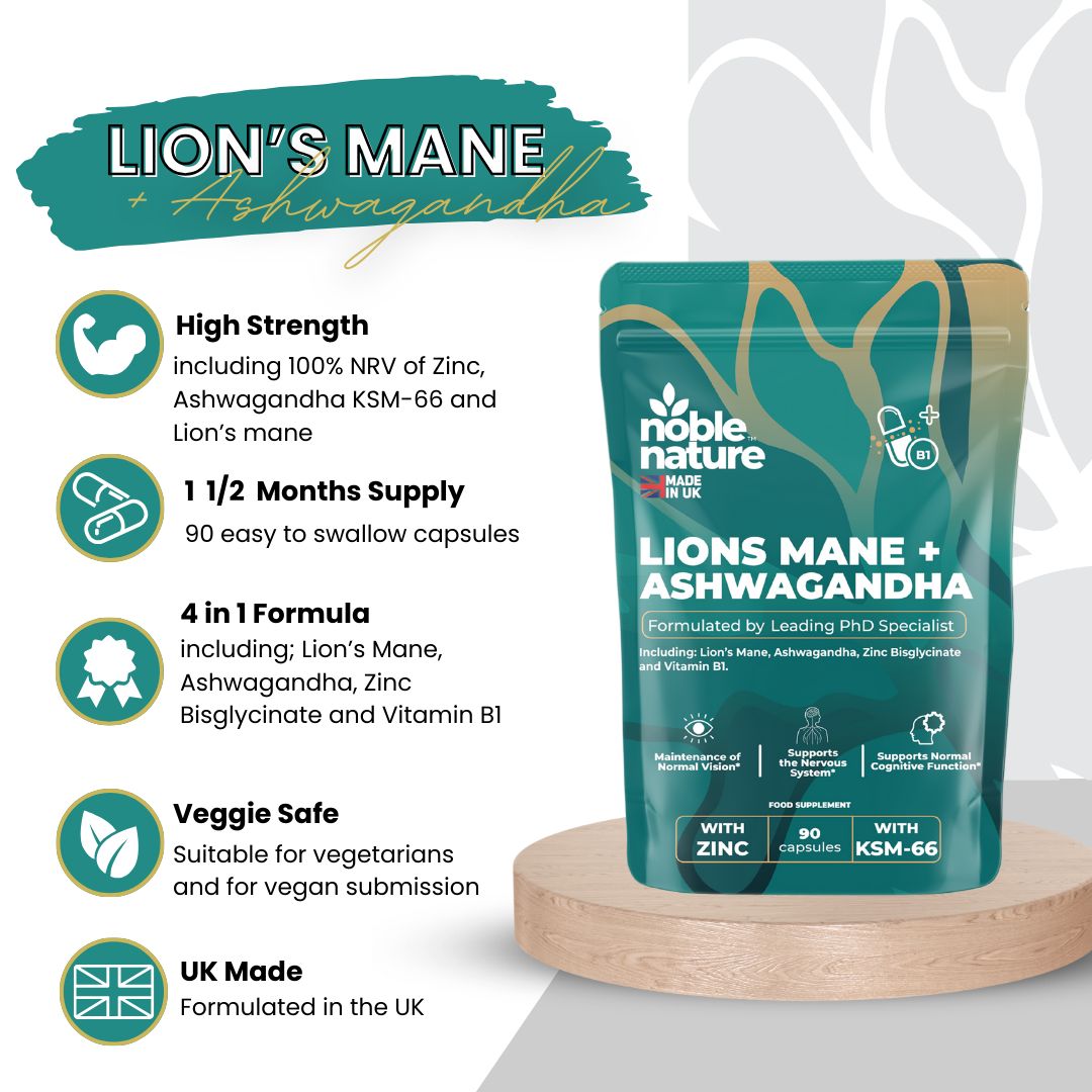 Lions Mane ashwagandha 4 in 1 with Zinc bisglycinate and Vitamin B1