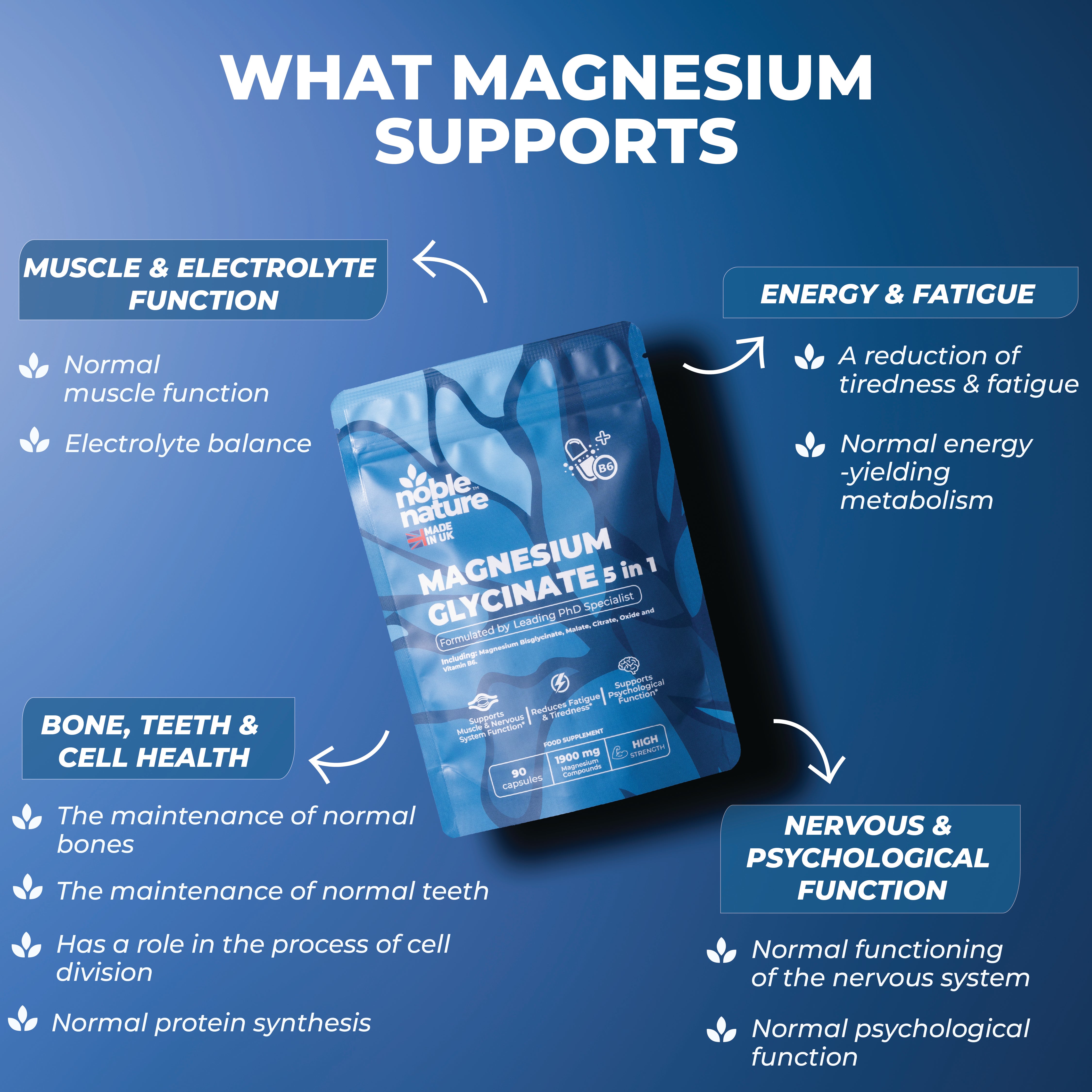 Magnesium Glycinate 5 in 1 high strength 90 Capsules