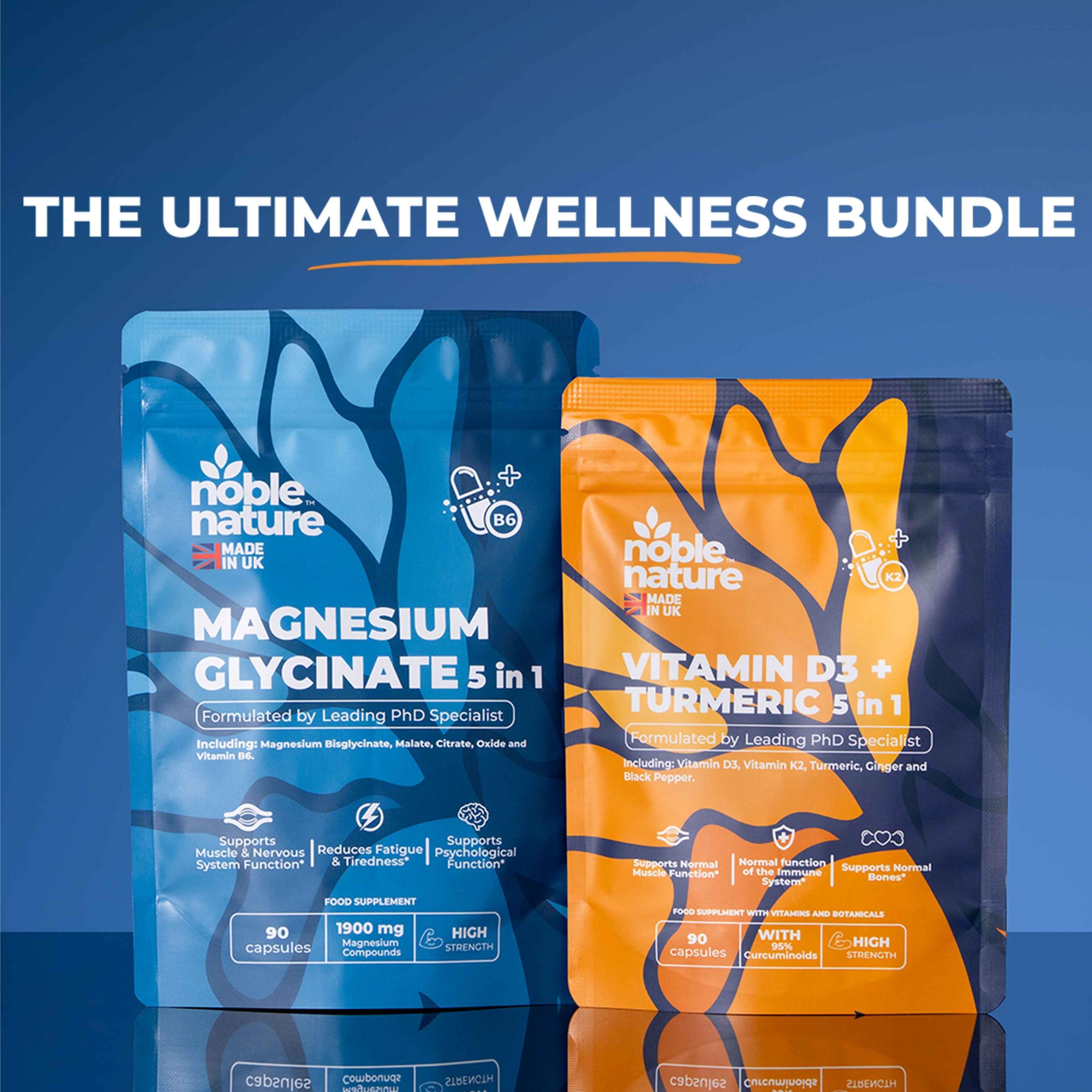Ultimate Wellness Bundle | Magnesium, D3, K2 & Turmeric | NobleNature