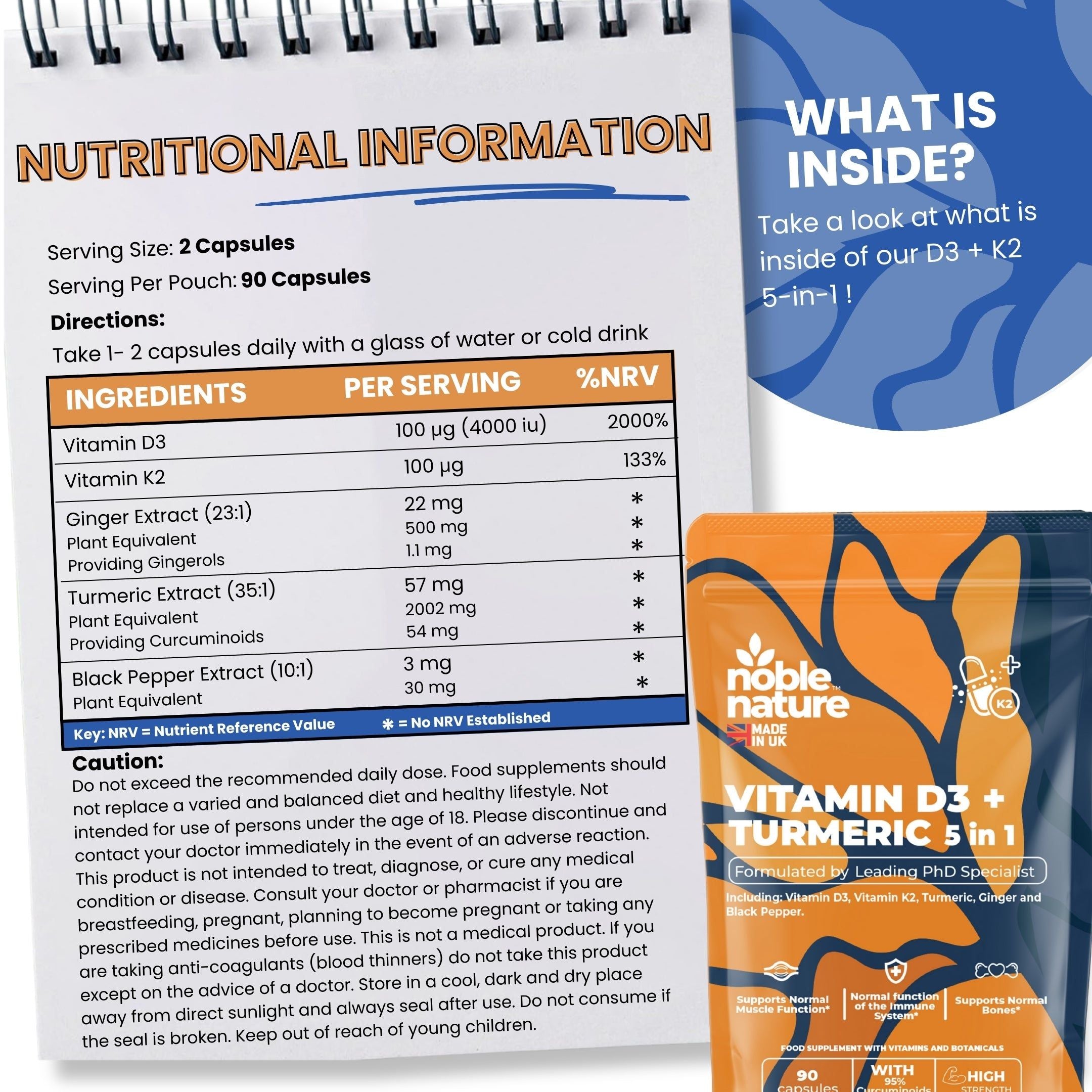 Vitamin D3 4000IU & Vitamin K2 100μg (MK7) | 90 capsules | High Strength