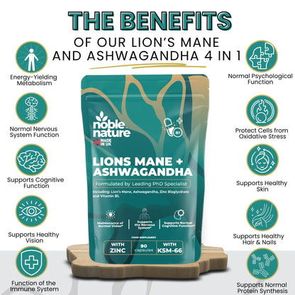 Lions Mane ashwagandha 4 in 1 with Zinc bisglycinate and Vitamin B1