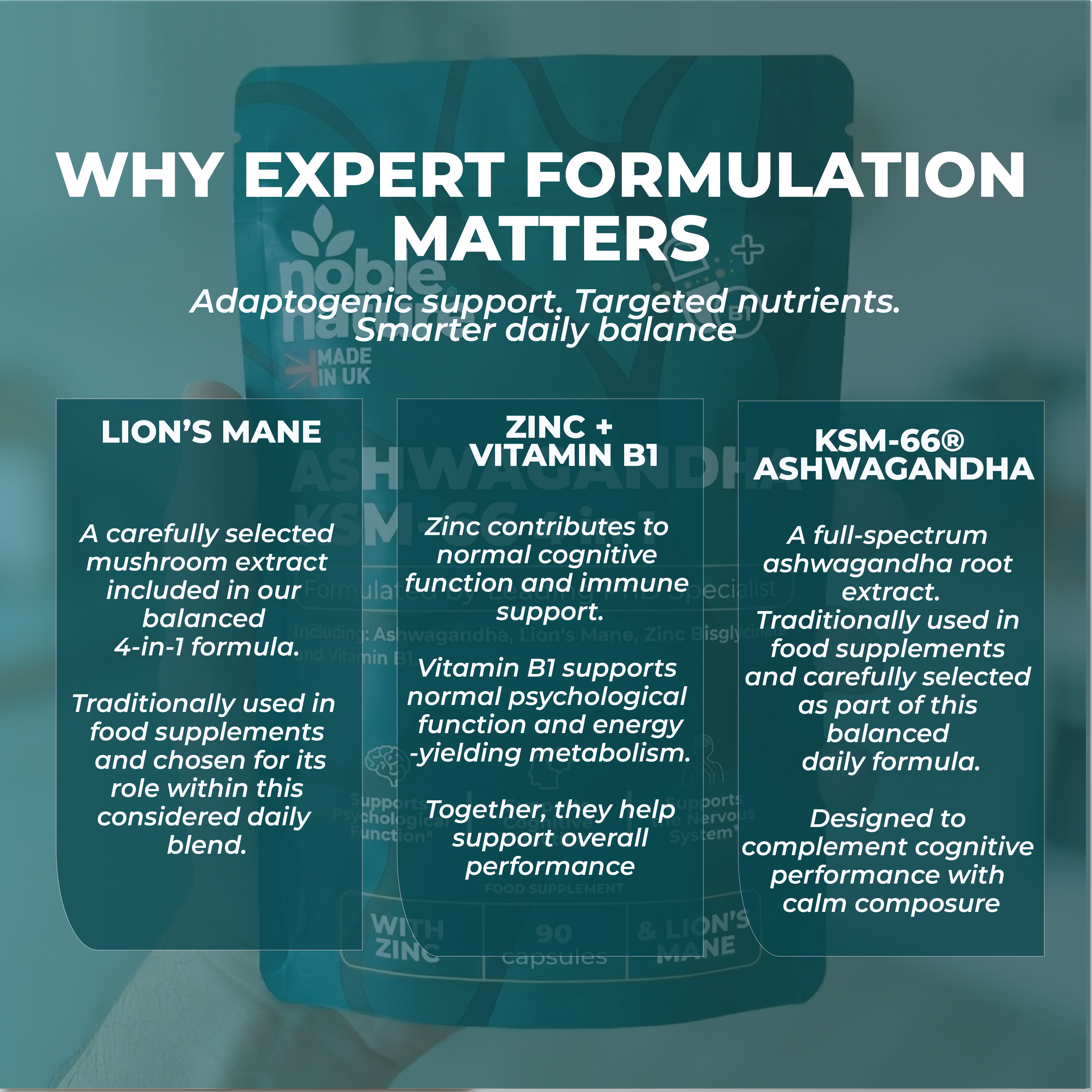 Lions Mane ashwagandha 4 in 1 with Zinc bisglycinate and Vitamin B1