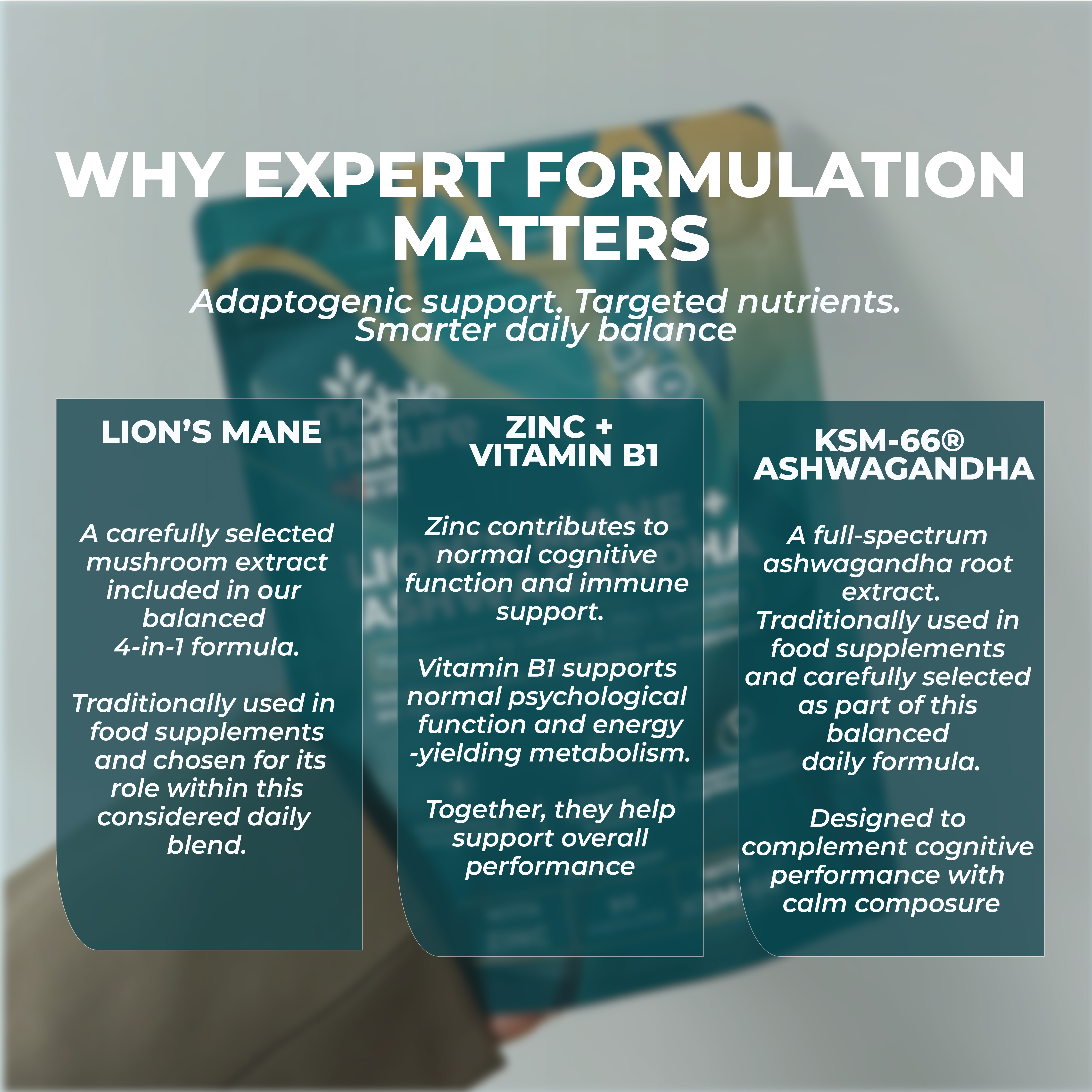 Lions Mane ashwagandha 4 in 1 with Zinc bisglycinate and Vitamin B1