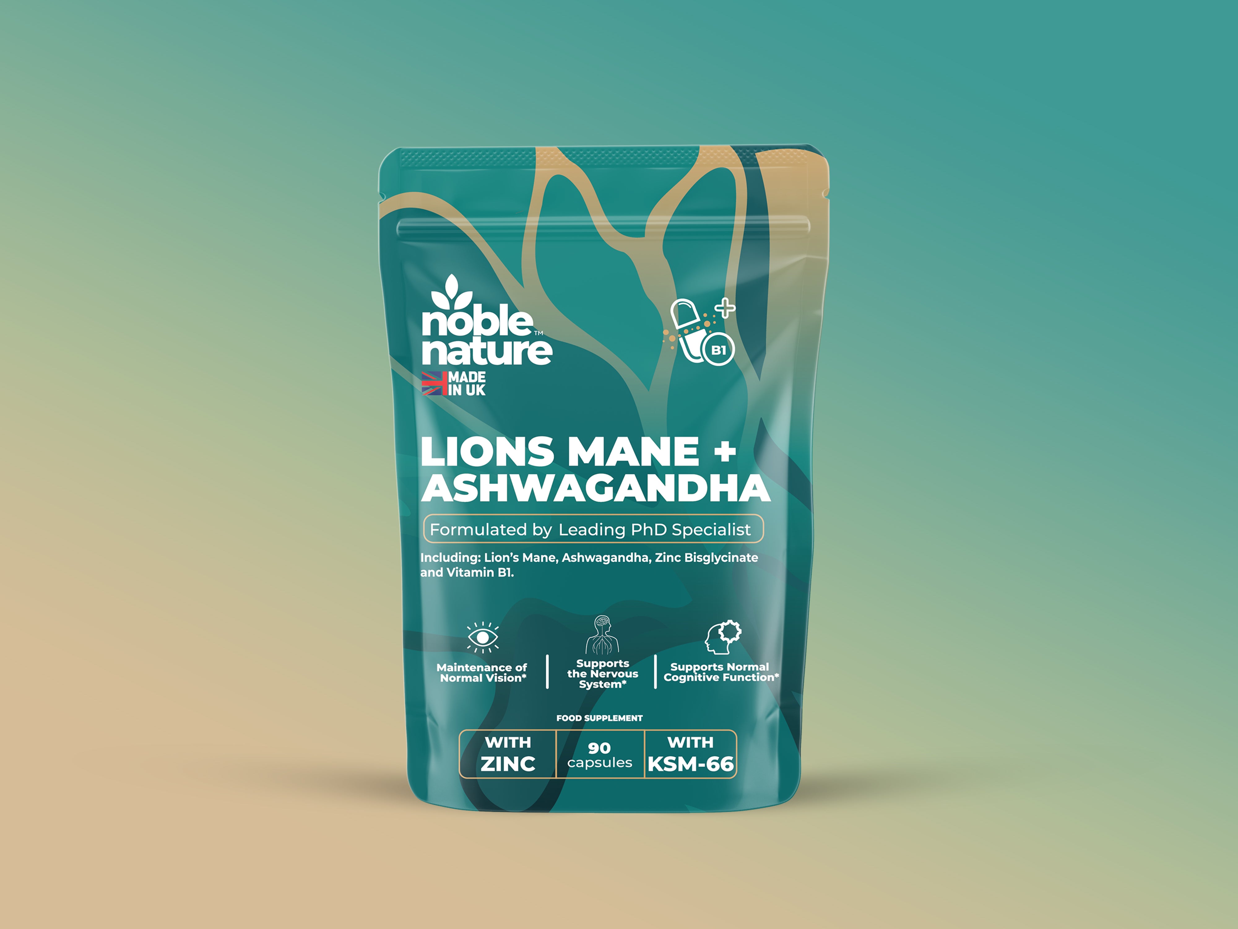 Lions Mane ashwagandha 4 in 1 with Zinc bisglycinate and Vitamin B1