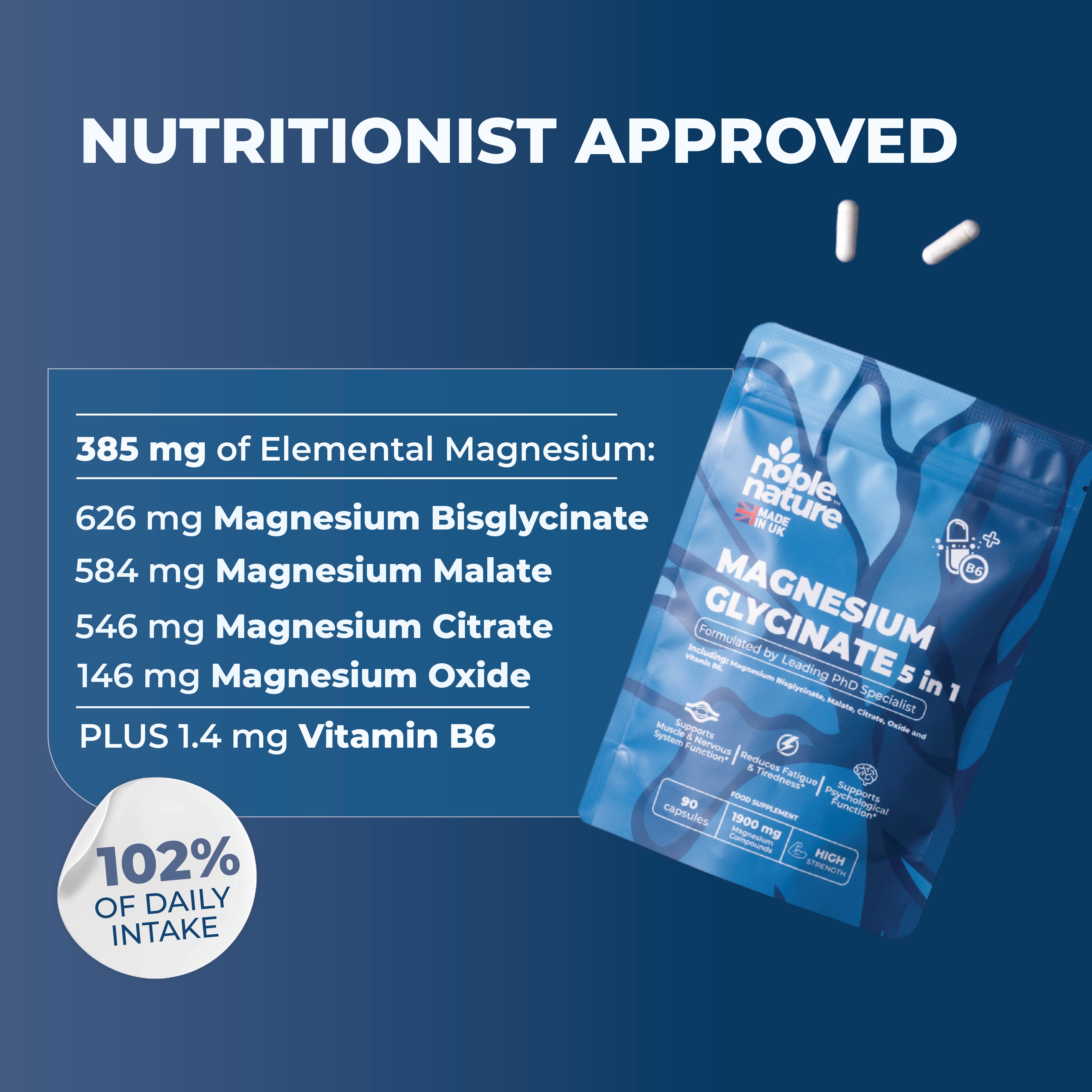 Magnesium Glycinate 5 in 1 high strength 90 Capsules