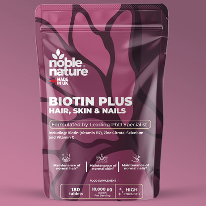 BIOTIN PLUS with Vitamin C, Zinc & Selenium 180 Tablets High Strength